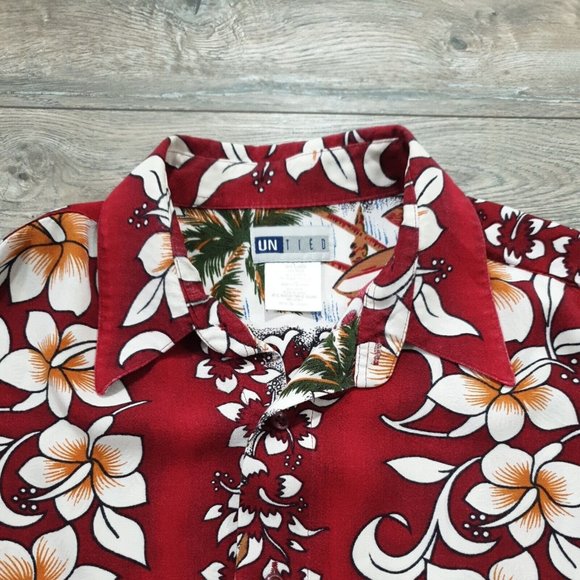 Untied Mens Large Short Sleeve Hawaiian Shirt Casual Vacation Pool Beach Party - Picture 3 of 9